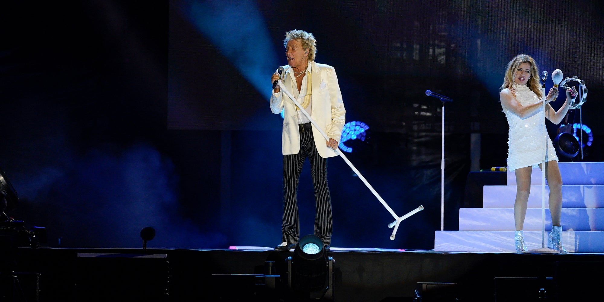 Rod Stewart, sur la scène du festival Rock In Rio Lisboa, le 27 juin 2026.