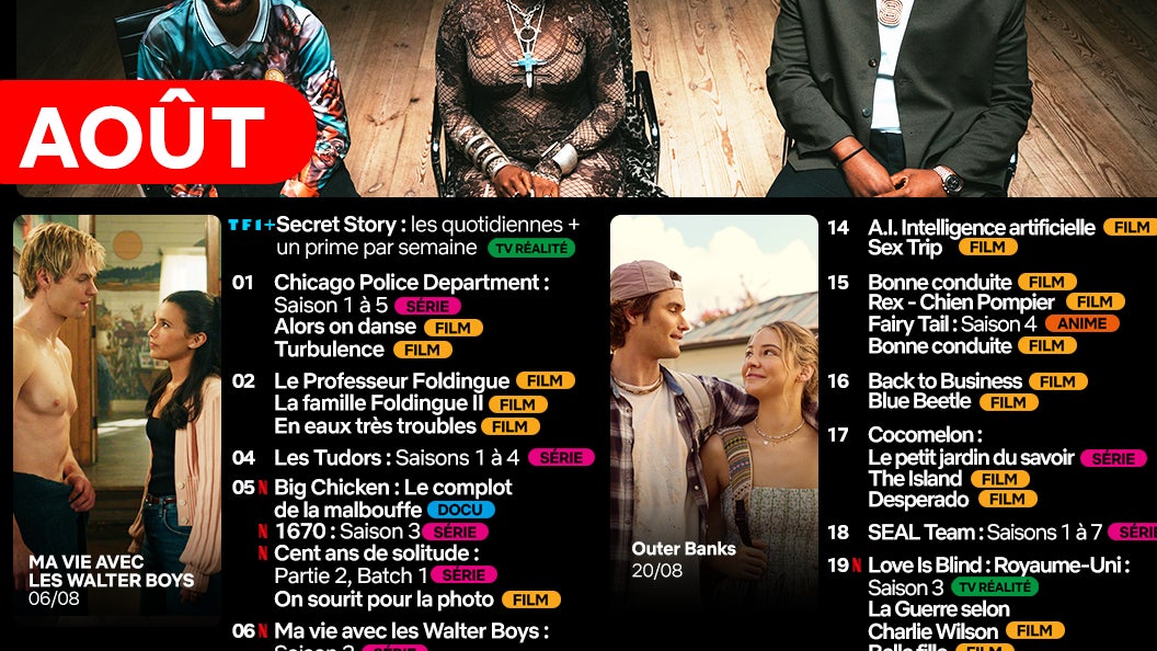 Les nouveautés du mois d'août sur Netflix.