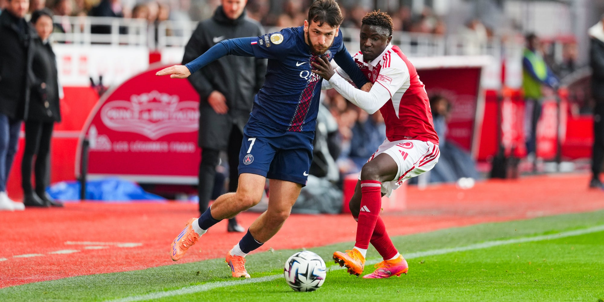 Le Géorgien Khvicha Kvaratskhelia lors du match entre Brest et le PSG, le 25 octobre au Stade Francis-Le Blé (Brest).