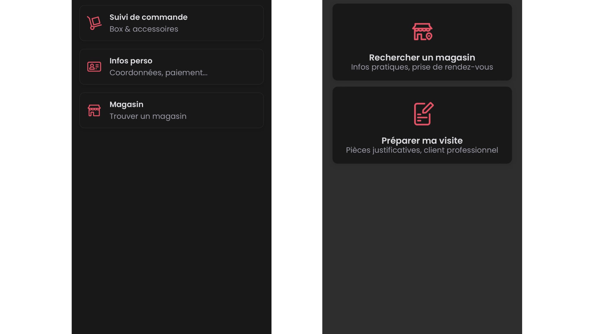 Interface de l'onglet "Plus" de l'application SFR & Moi 