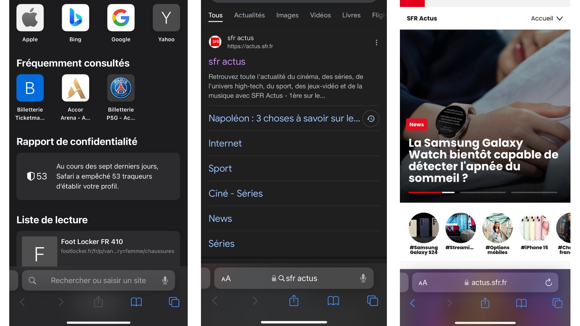 Voici les 3 premières étapes pour ajouter un raccourci web sur votre écran d'accueil