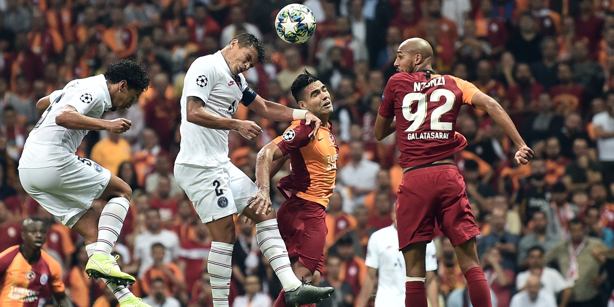 Les Parisiens face à Galatasaray lors du match aller en 2ème journée de Ligue des Champions, à Istanbul, le 1er octobre 2019.