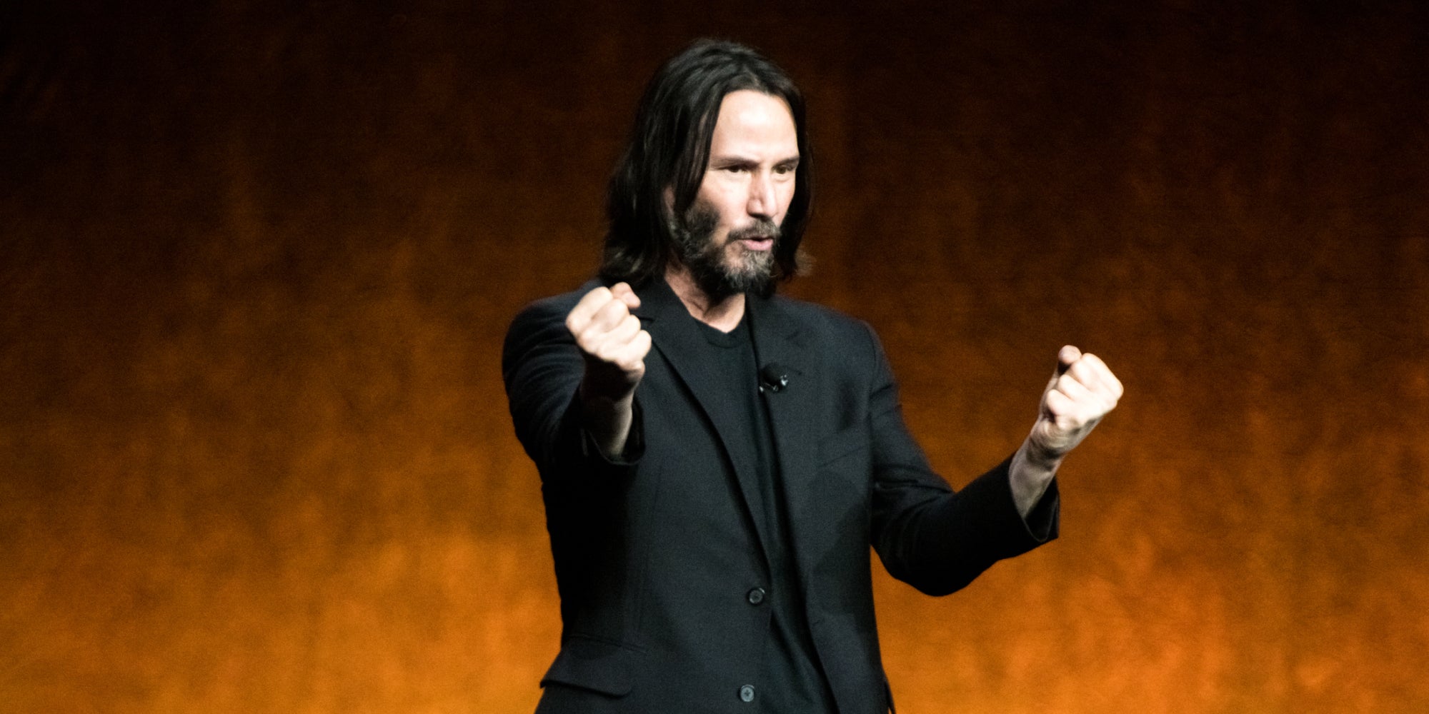 Keanu Reeves à la présentation du film John Wick 4 au Caesars Palace, durant le CinemaCon 2022 à Las Vegas, Nevada, le 28 avril 2022.