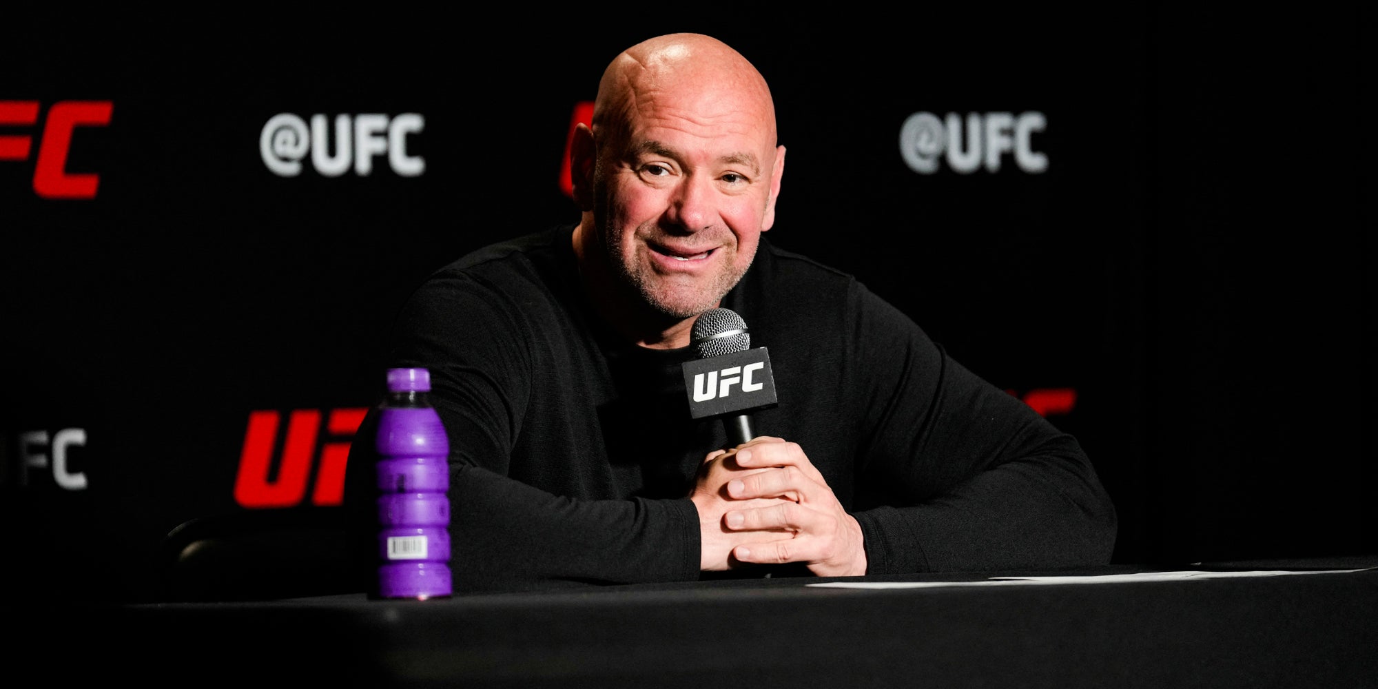Dana White en conférence de presse, le 14 janvier 2023 à Las Vegas.