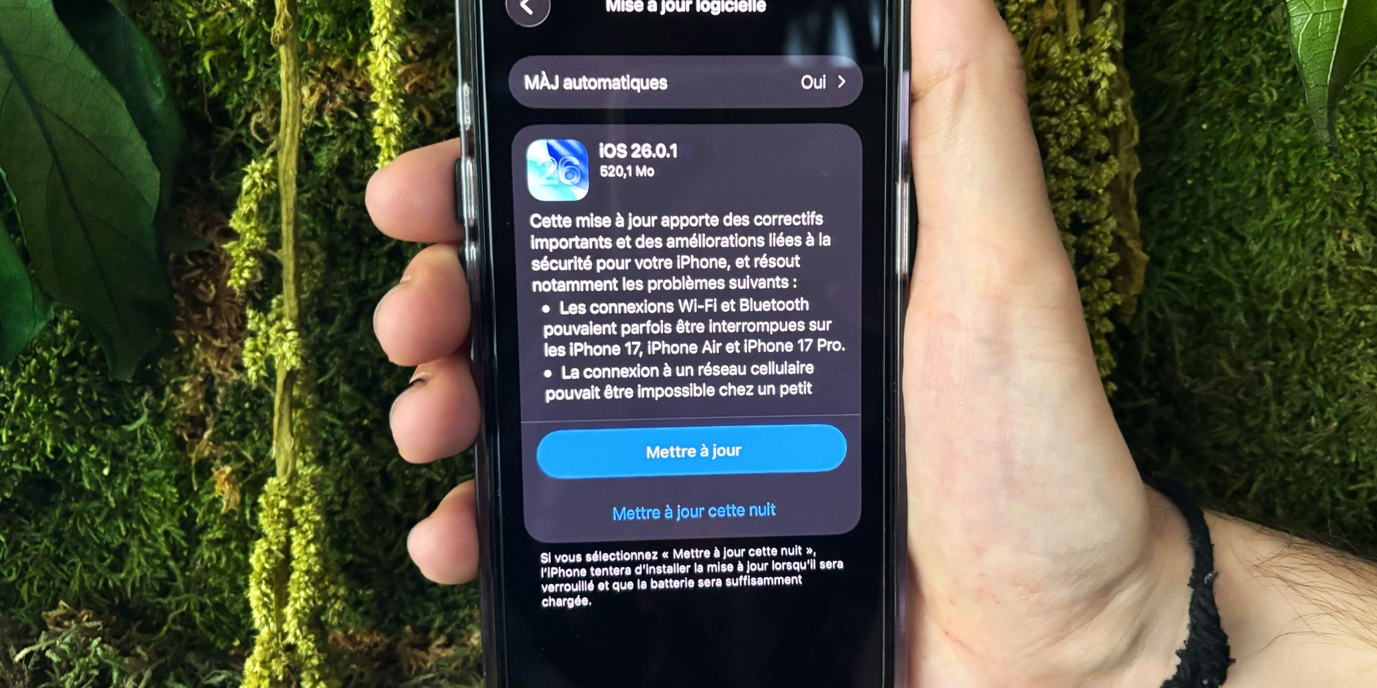 iOS 26.0.1 sauve les iPhone 17.
