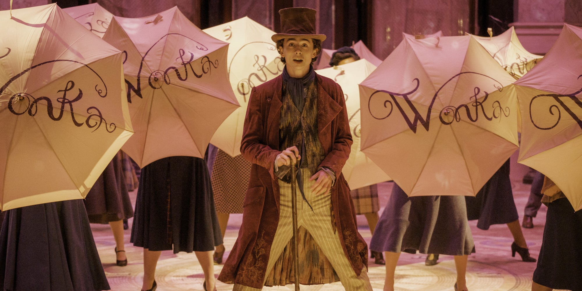 Timothée Chalamet dans la peau d'un jeune Willy Wonka.