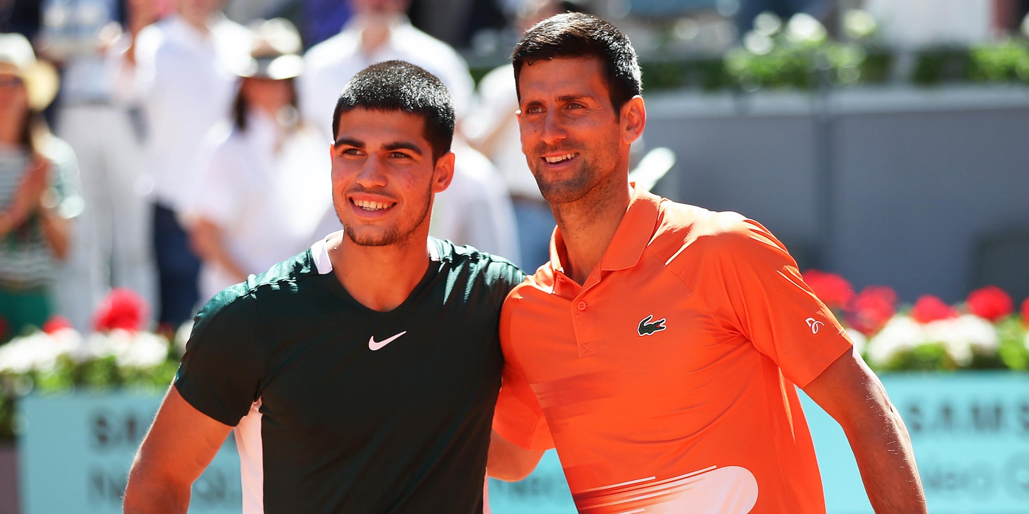 Carlos Alcaraz et Novak Djokovic se sont rencontrés la dernière fois en demi-finale du tournoi de Madrid, le 7 mai 2022.
