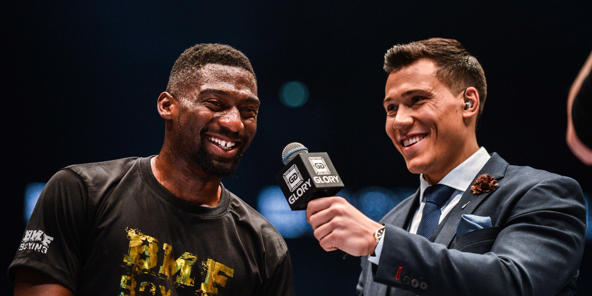 Cédric Doumbé lors du championnat du monde de Kickboxing à l'Accor Arena de Paris, le 12 mars 2016.