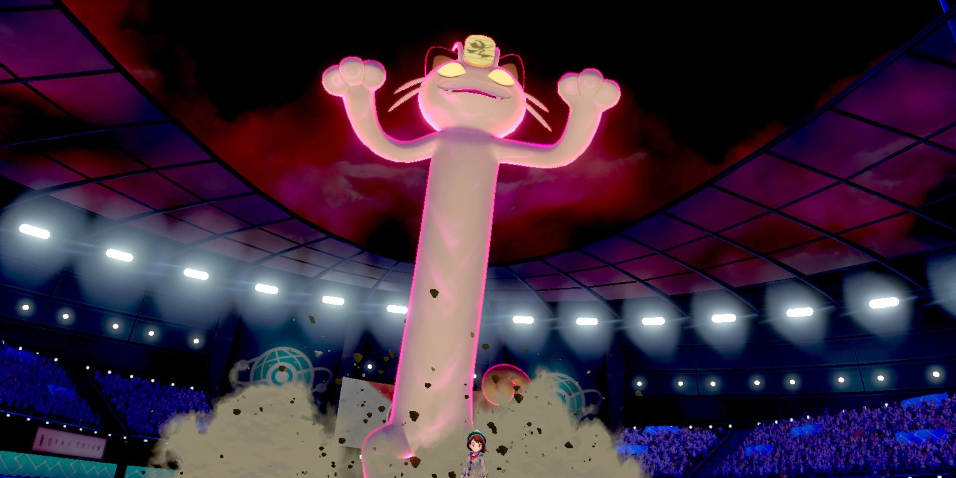 Miaouss Gigamax dans Pokémon Épée et Bouclier.