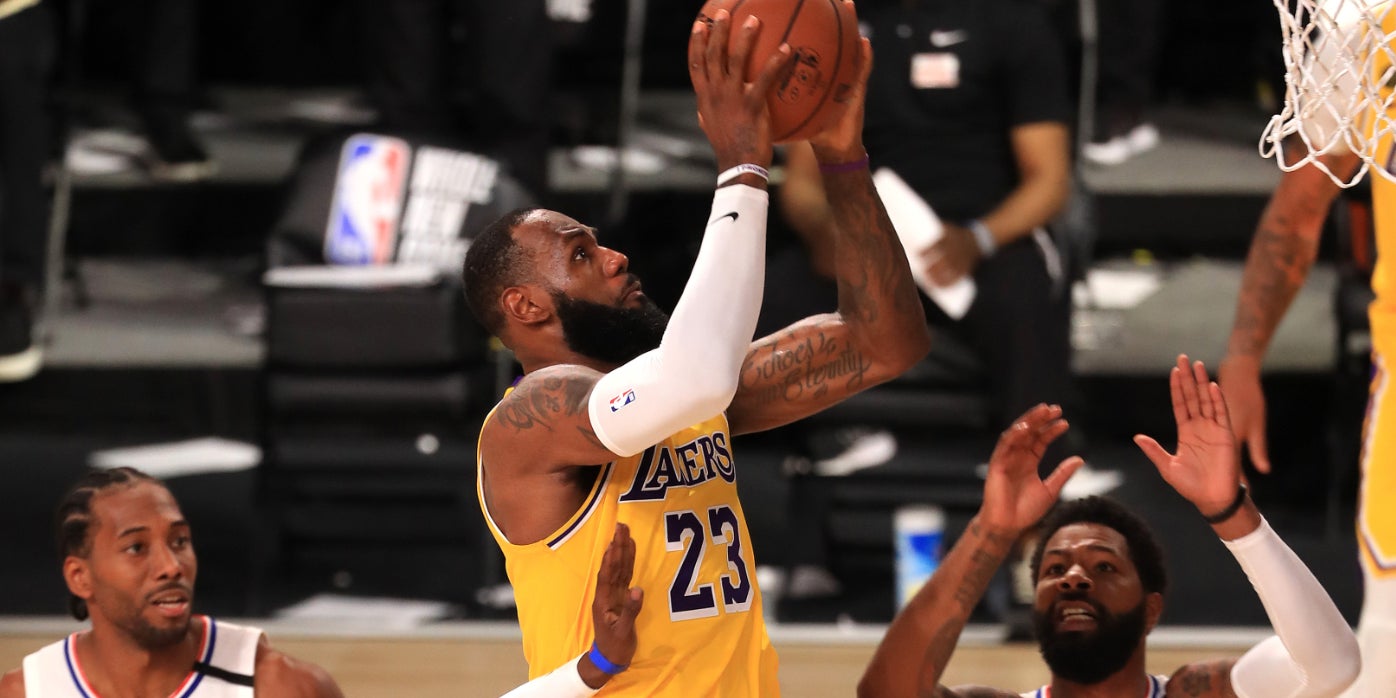 LeBron James lors du derby LA Lakers - LA Clippers à Orlando, le 30 juillet 2020.