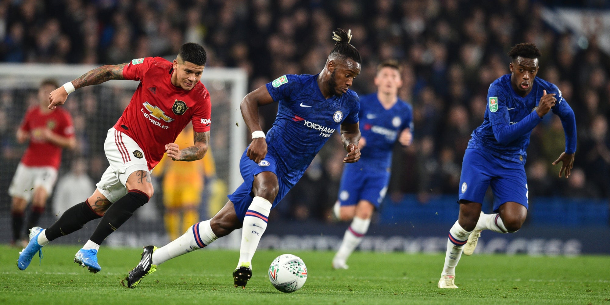 Les joueurs de Chelsea et Manchester United lors du match aller à Old Trafford, le 30 octobre 2019
