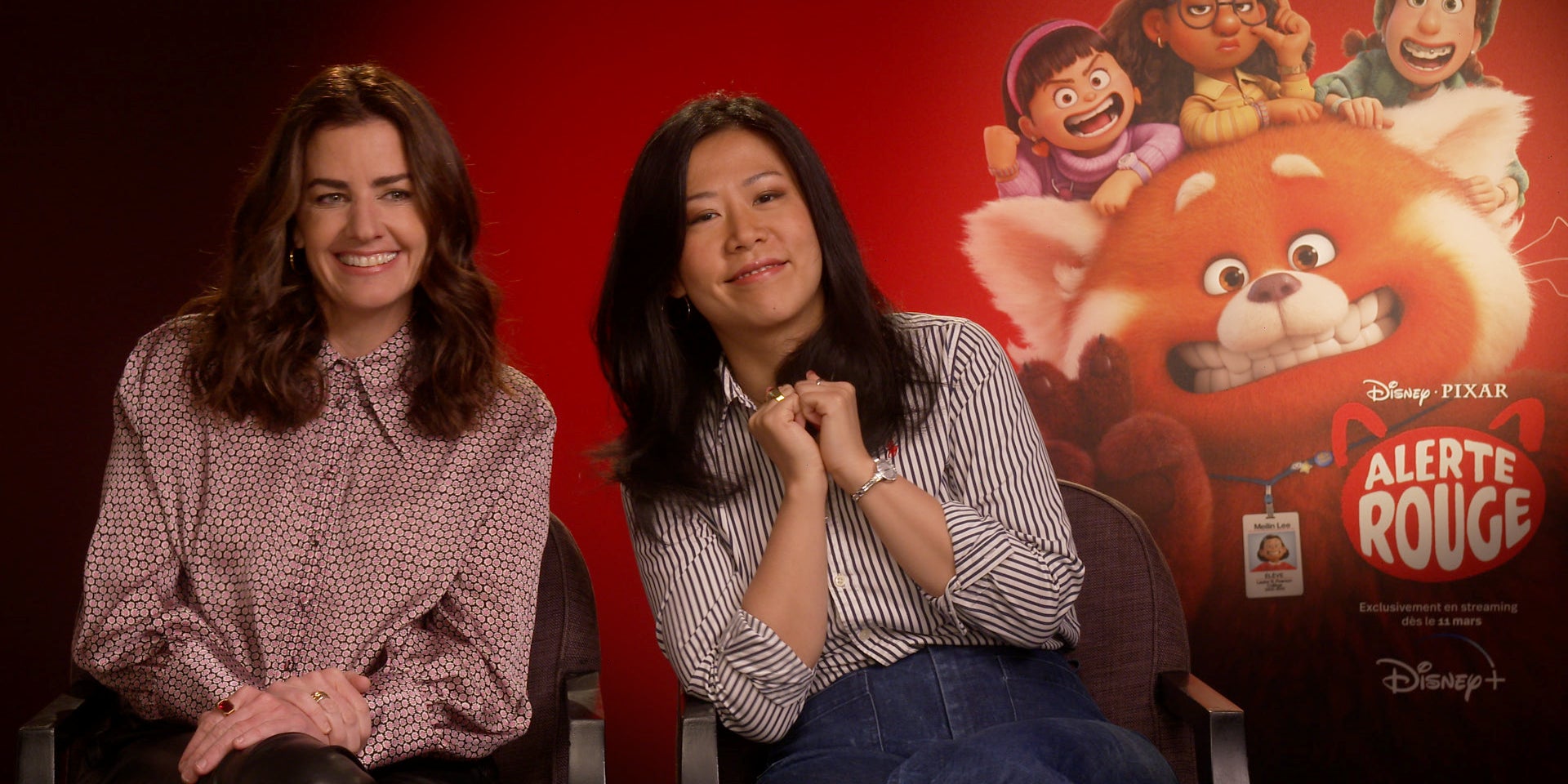 Rencontre avec Lindsey Collins et Domee Shi, la productrice et la réalisatrice du nouveau Pixar "Alerte Rouge", proposé en exclusivité sur Disney+.