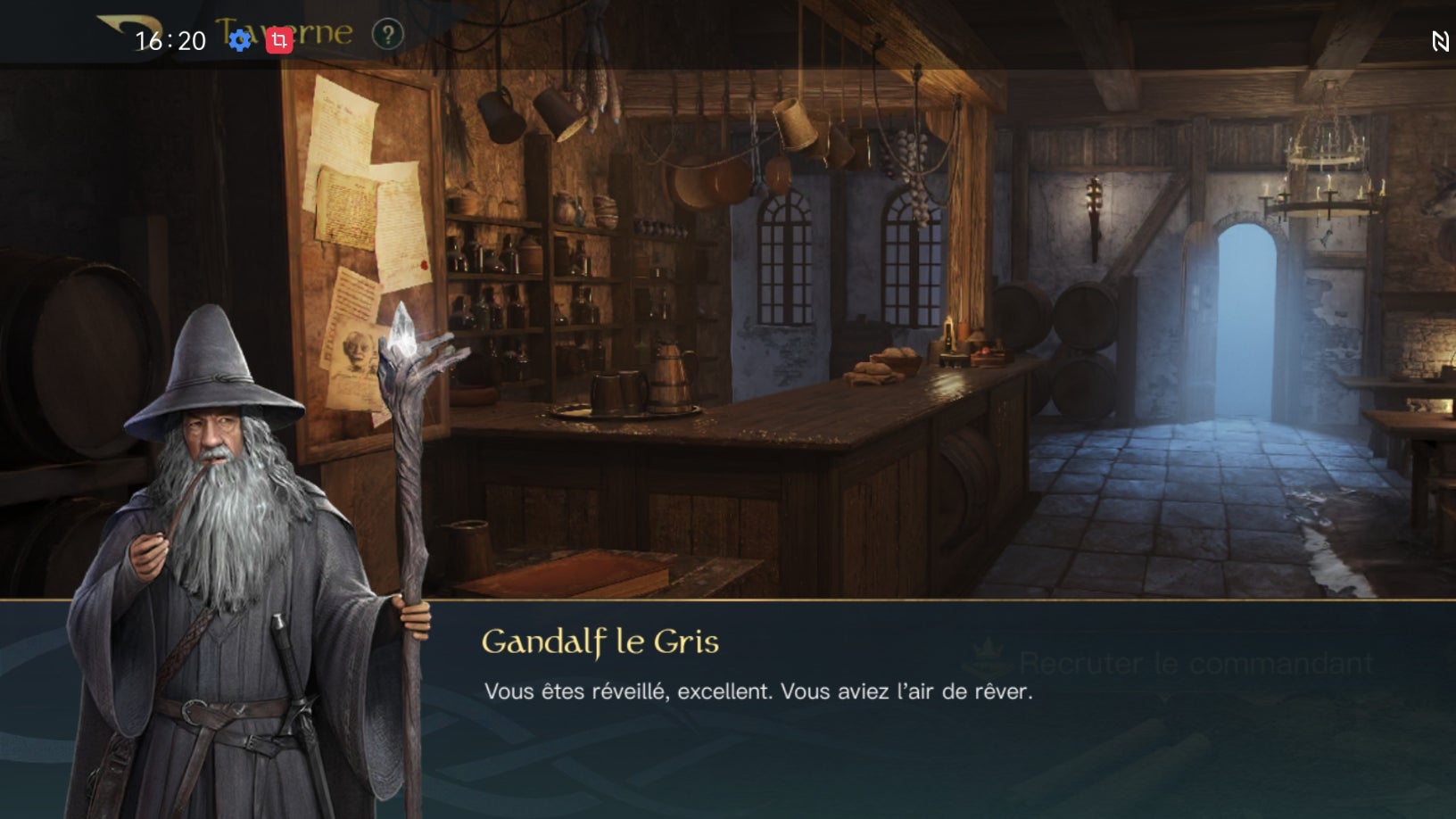 Toujours un plaisir de rencontrer Gandalf dans le jeu Lord of the Rings : Rise to War (capture d'écran du OPPO Reno6 Pro)