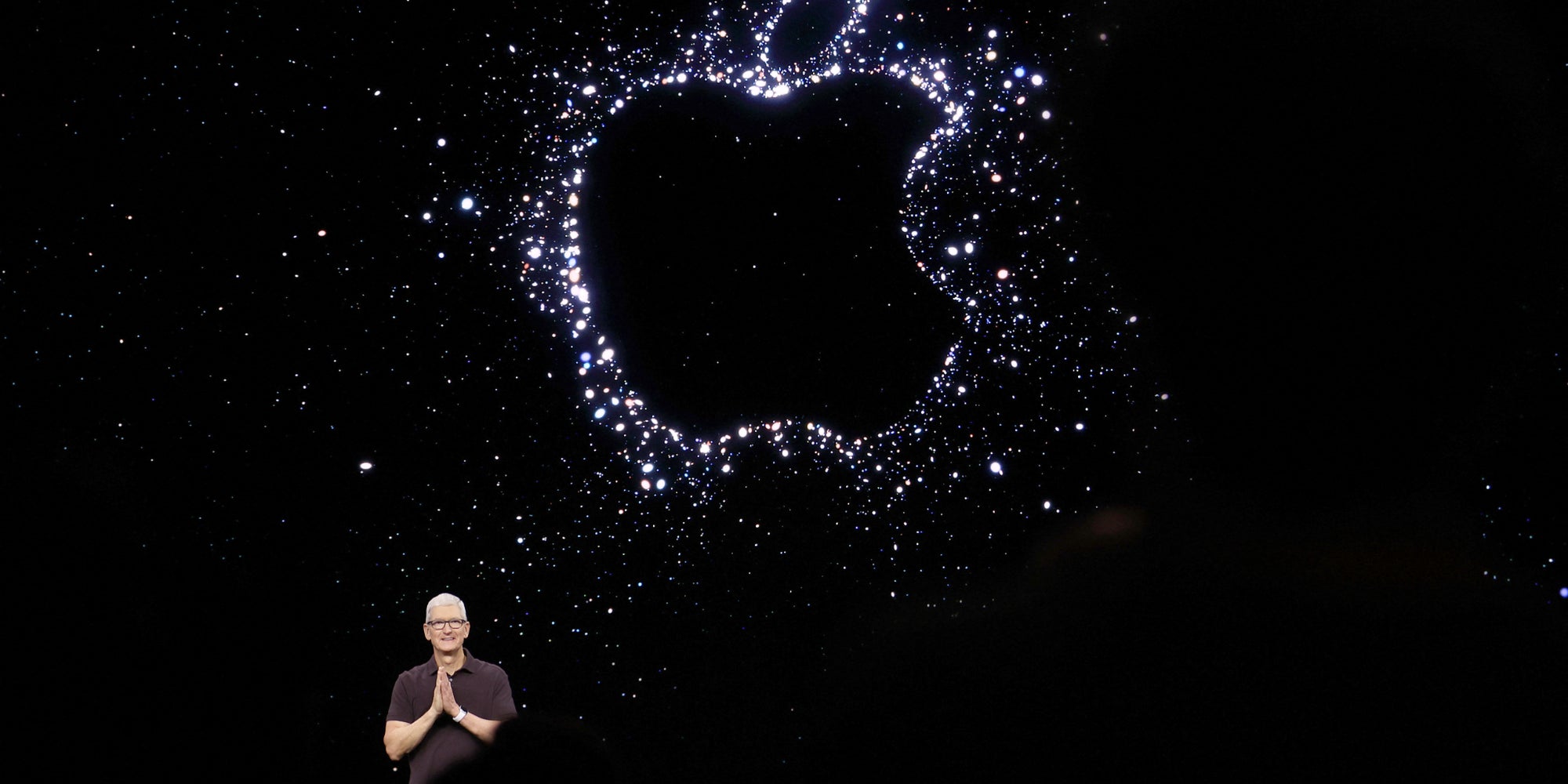 Le patron d'Apple, Tim Cook, lors de la Keynote organisée à Cupertino, en Californie, le 7 septembre 2022.