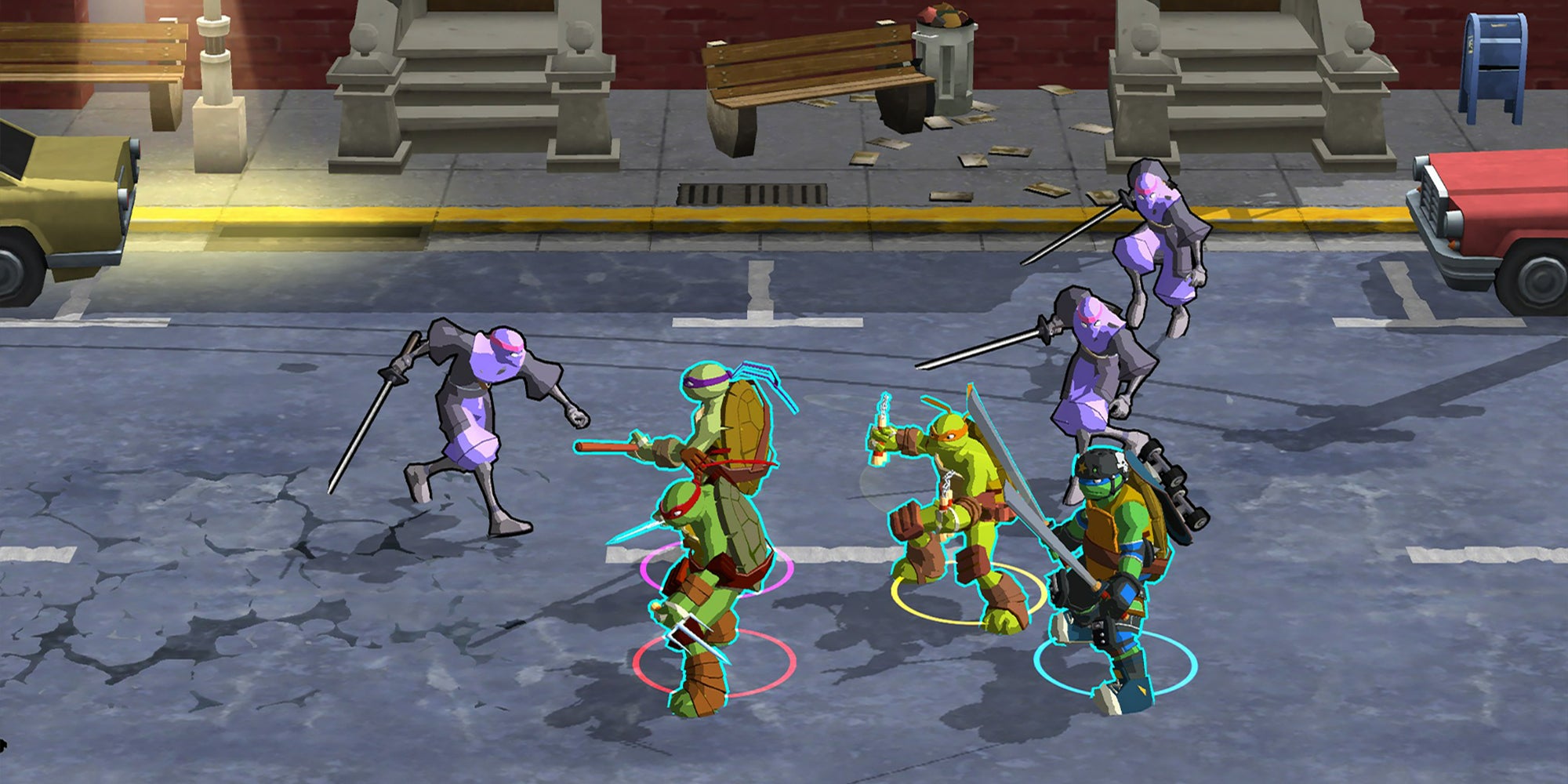 Combattez avec les Tortues Ninja dans plusieurs aventures.