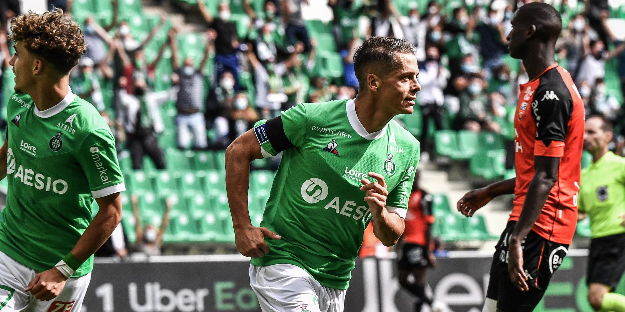 Les joueurs de l'ASSE lors du match de Ligue 1 contre Lorient, le 30 août 2020