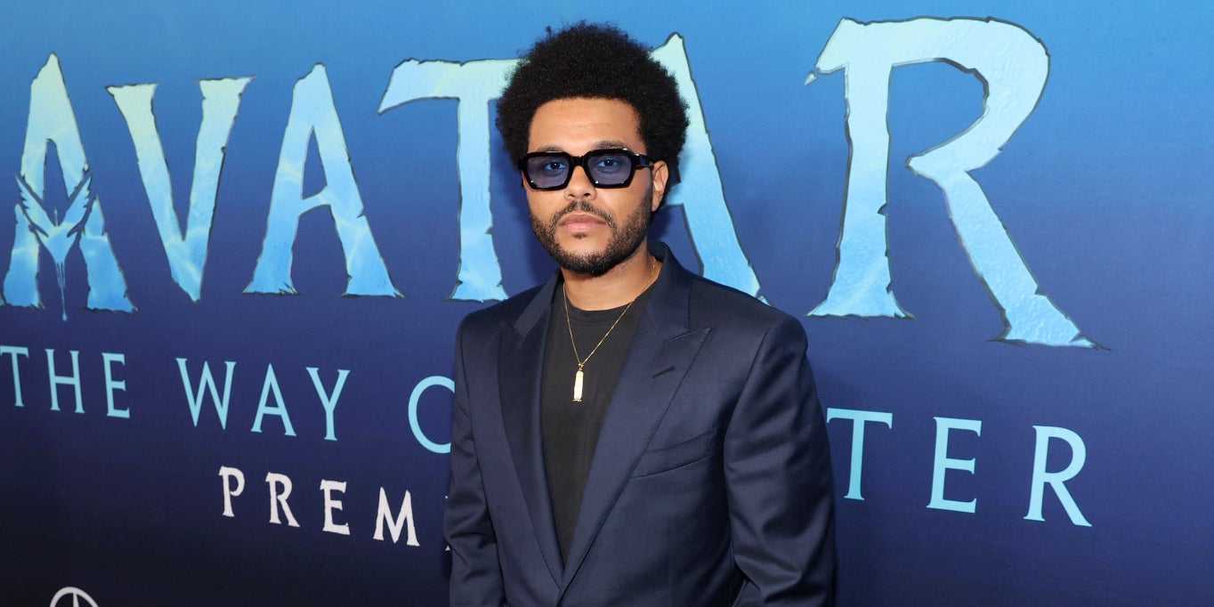 The Weeknd à l'avant-première d'"Avatar 2 : La Voie de l'eau" au Dolby Theatre à Hollywood, le 12 décembre 2022.