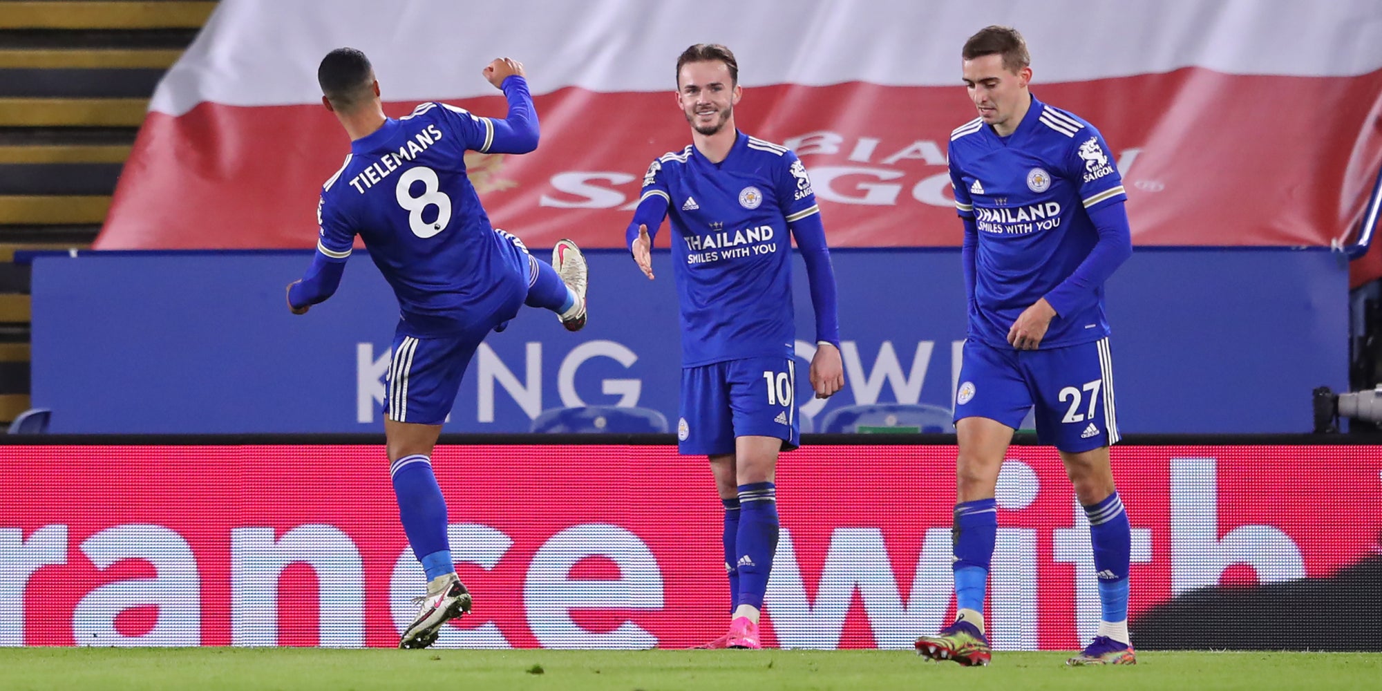 Les joueurs de Leicester lors du match contre Southampton, le 16 janvier 2021 au King Power Stadium, Leicester