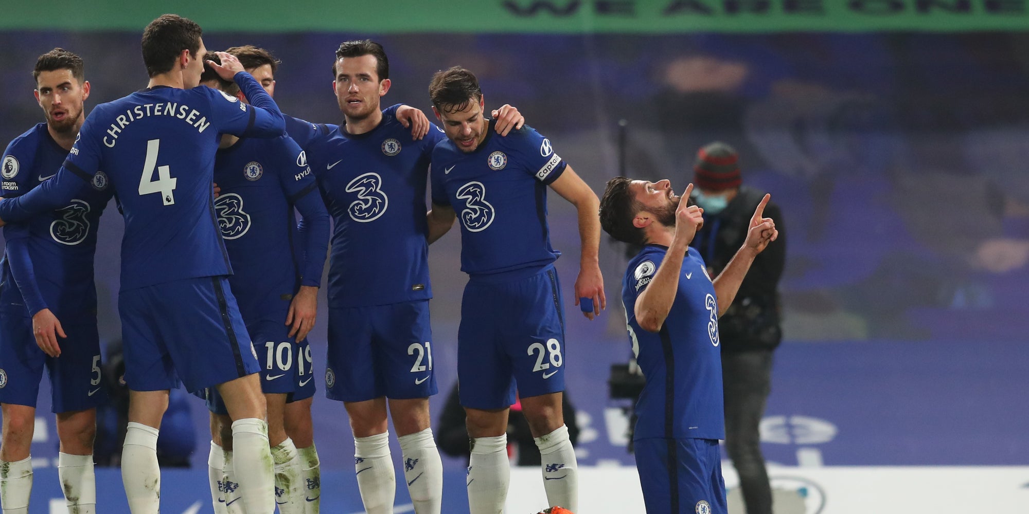 Les joueurs de Chelsea lors du match contre Aston Villa, le 28 décembre 2020 à Stamford Bridge, Londres