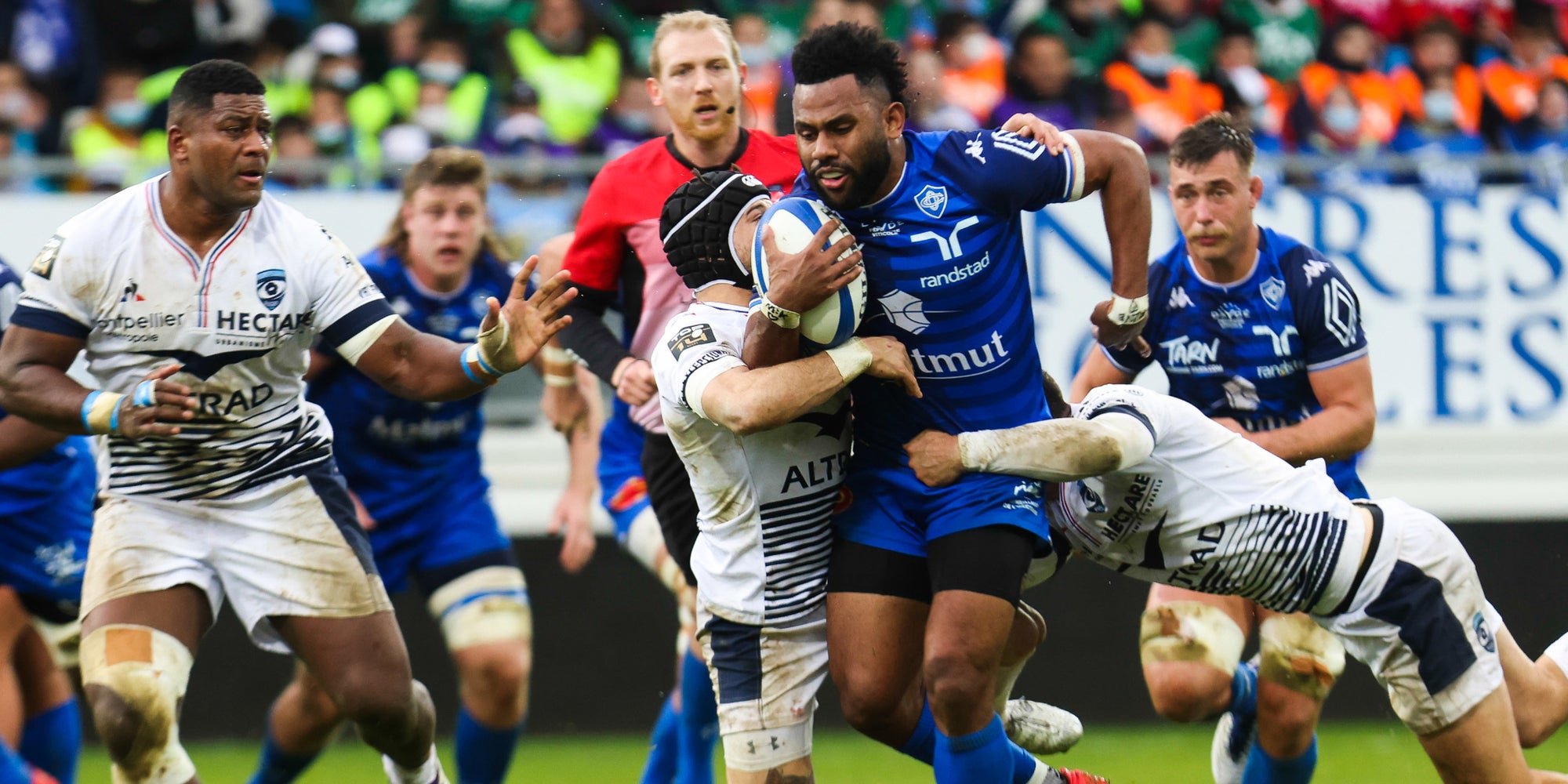 Castres - Montpellier lors de la saison régulière du Top 14, le 5 mars 2022 à Castres