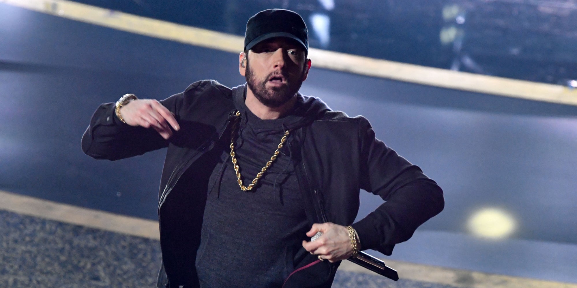 Eminem lors de sa performance aux Oscars, le 10 février 2020 au Dobly Theatre à Hollywood, Californie