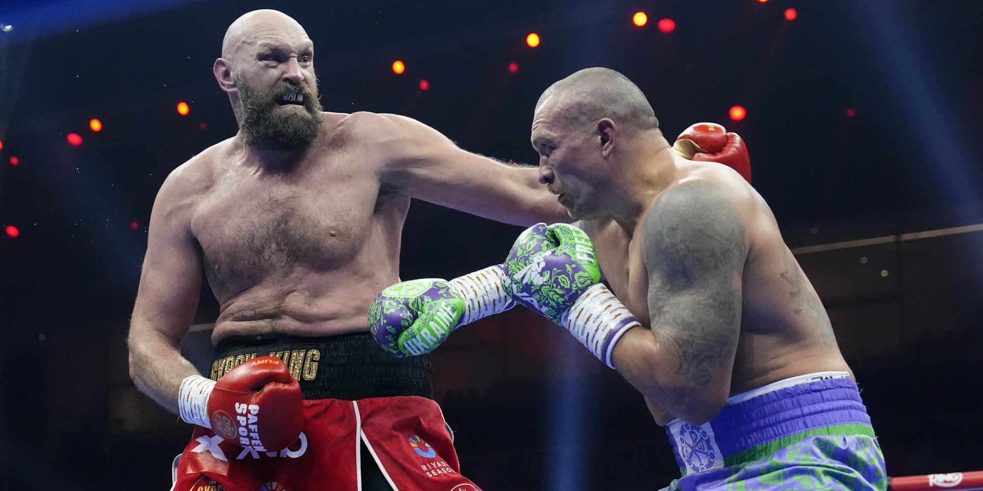 Tyson Fury lors de son dernier combat contre Oleksandr Usyk, le 21 décembre 2024 à la Kingdom Arena de Riyadh (Arabie Saoudite).