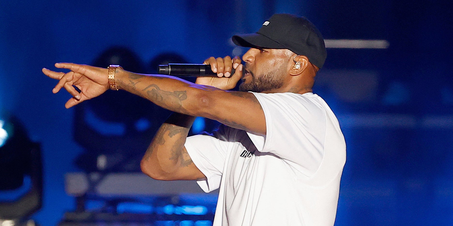 Booba sur scène lors des Francofolies de la Rochelle, le 15 juillet 2022.