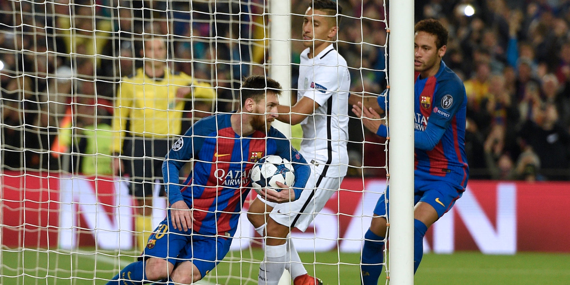 Messi et Neymar contre le PSG en huitième de finale de la Ligue des Champions, le 8 mars 2017 à Barcleone