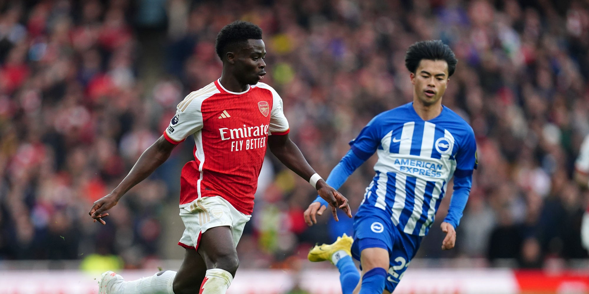 Bukayo Saka en action lors du match entre Arsenal et Brighton, le 17 décembre dernier à l'Emirates Stadium (Londres).