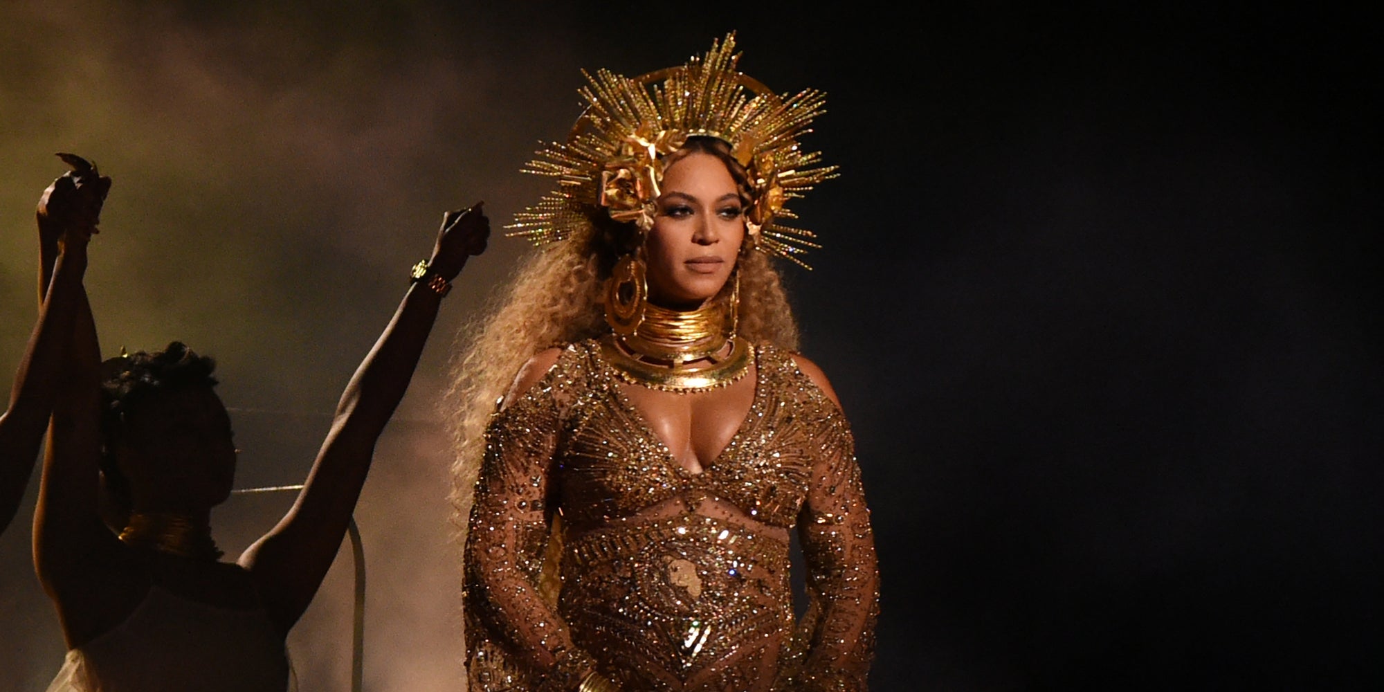 Beyoncé lors de sa mythique prestation aux 59èmes Grammy Awards, à Los Angeles, le 12 février 2017. 
