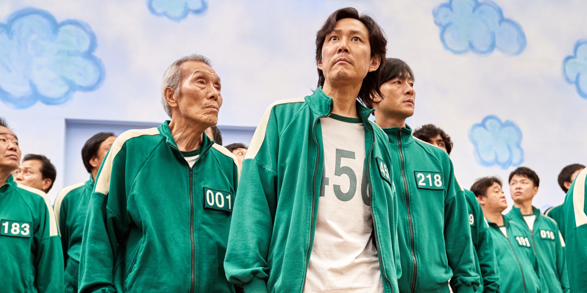 Lee Jung-jae, Park Hae-soo et Oh Young-soo dans la saison 1 de "Squid Game".