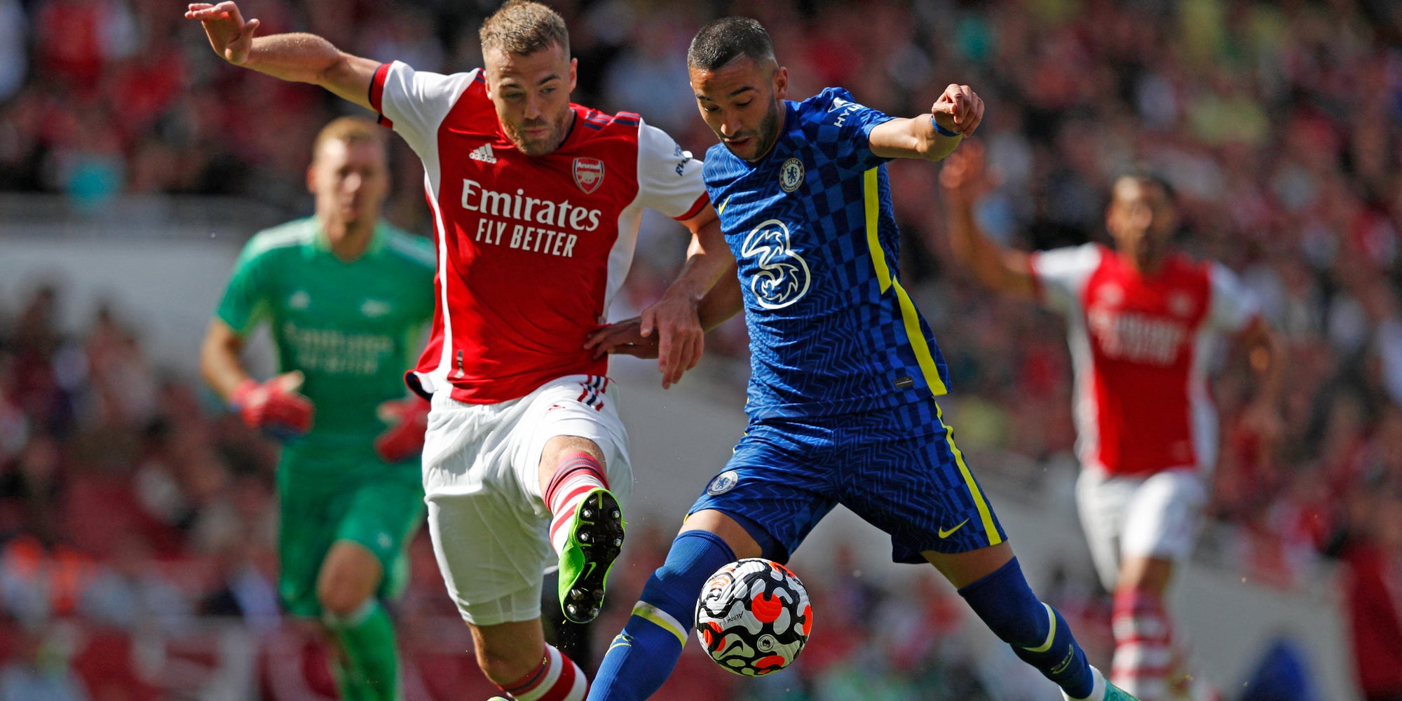 Arsenal et Chelsea lors d'un match amical, le 1er août 2021 à l'Emirats Stadium, Londres