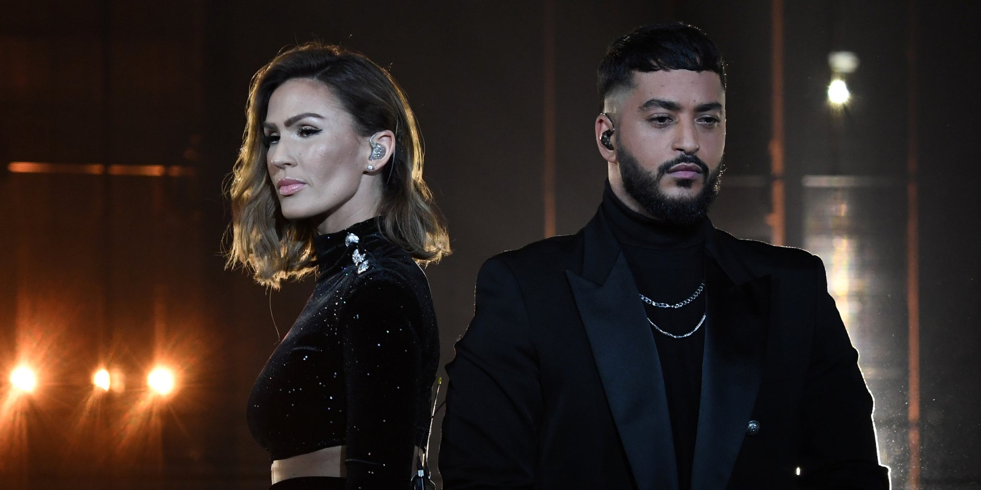 Vitaa et Slimane aux 35èmes Victoires de la Musique, organisées à la Seine Musicale, le 14 février 2020.