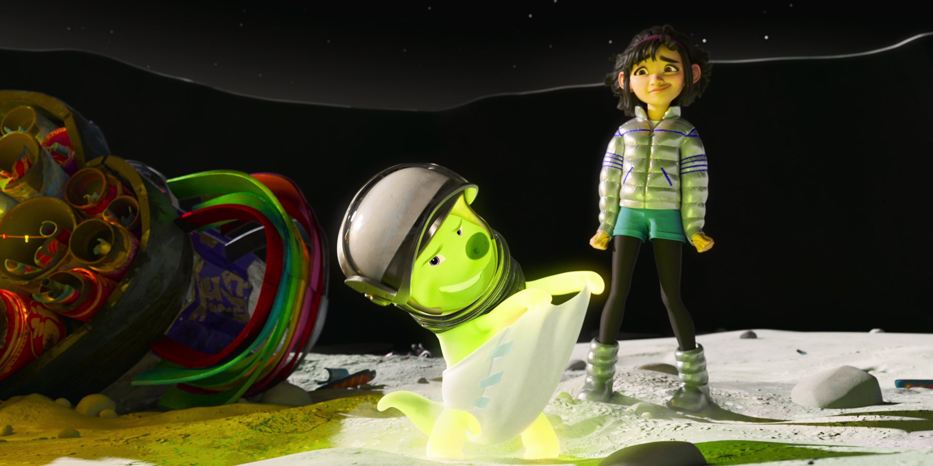 Dans son "voyage vers la Lune", Fei Fei rencontre Gobi, parmi nombreuses autres loufoques créatures fantastiques...