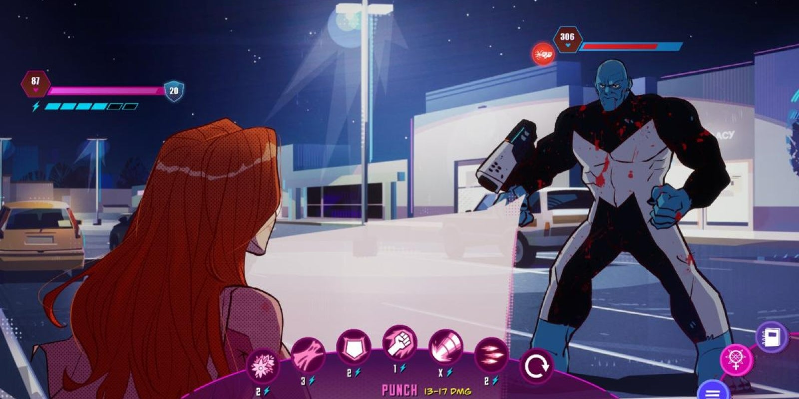 La super-héroïne Atom Eve en pleine action dans le jeu "Invincible Presents: Atom Eve" (2023)