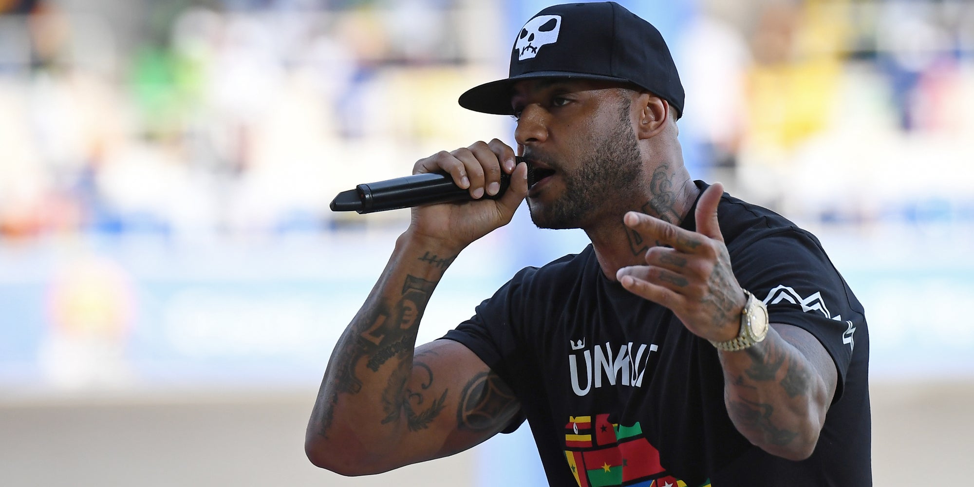 Booba à la cérémonie d'ouverture de la CAN 2017, à Libreville, le 14 janvier 2017. 