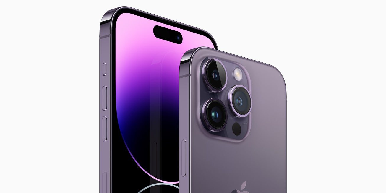 L'iPhone 14 Pro Max d'Apple dans le coloris violet foncé 