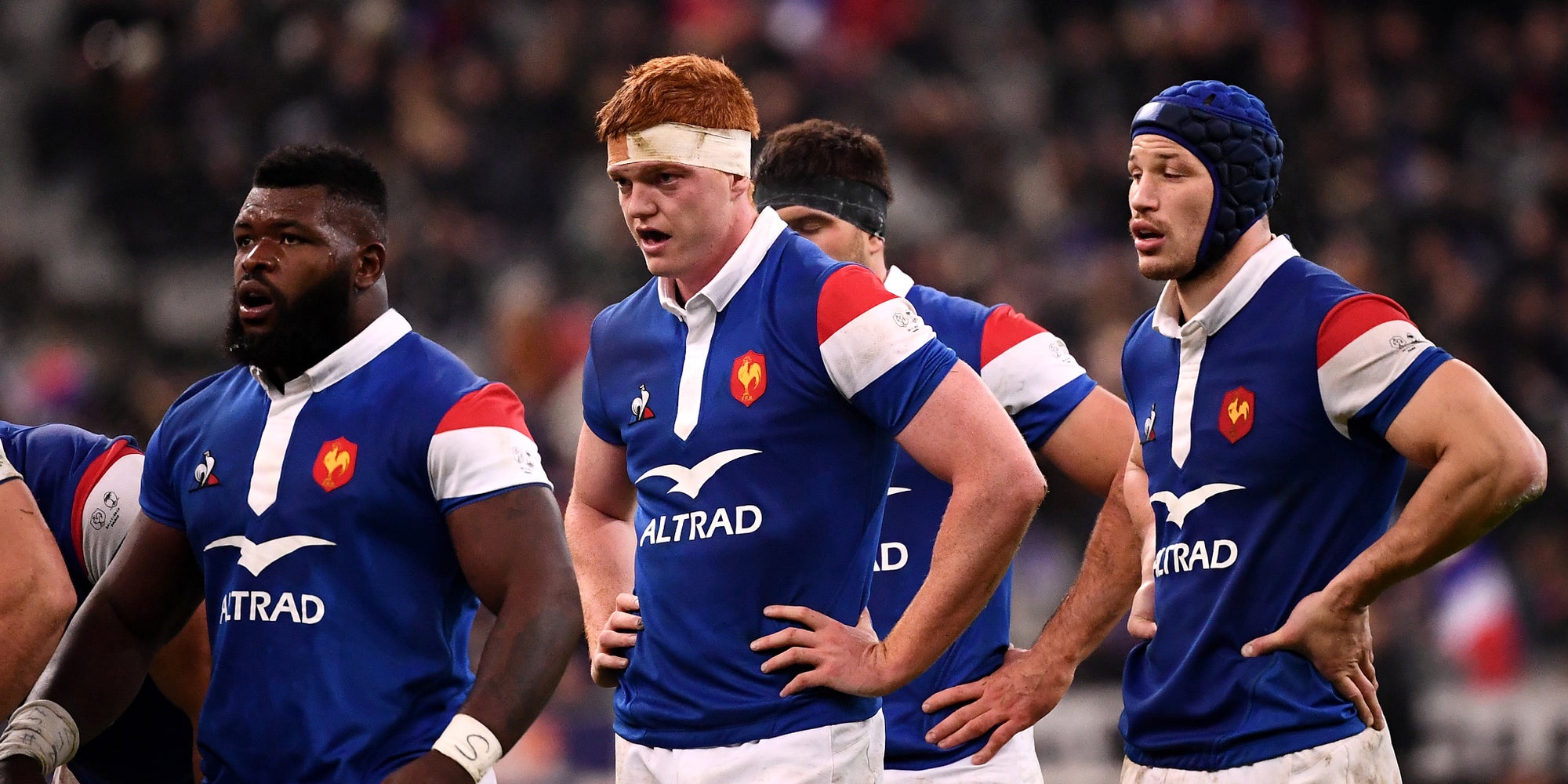 L'équipe de France de Rugby lors de son match amical contres les Fidji à Saint-Denis, au Stade de France, le 24 novembre 2018