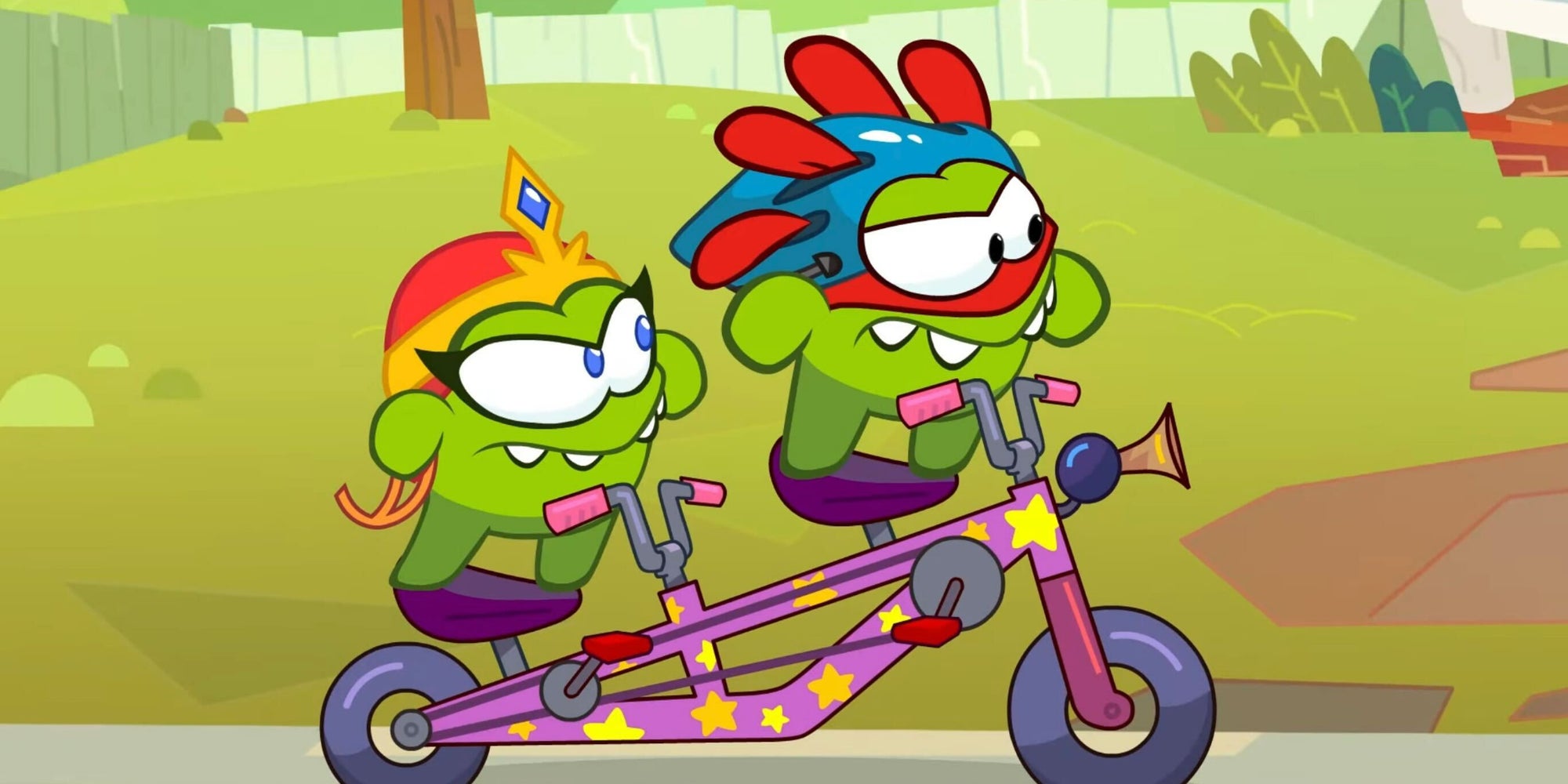 Om Nom et Om Nelle partent à la découverte des rues de Nomville dans "Om Nom Run"