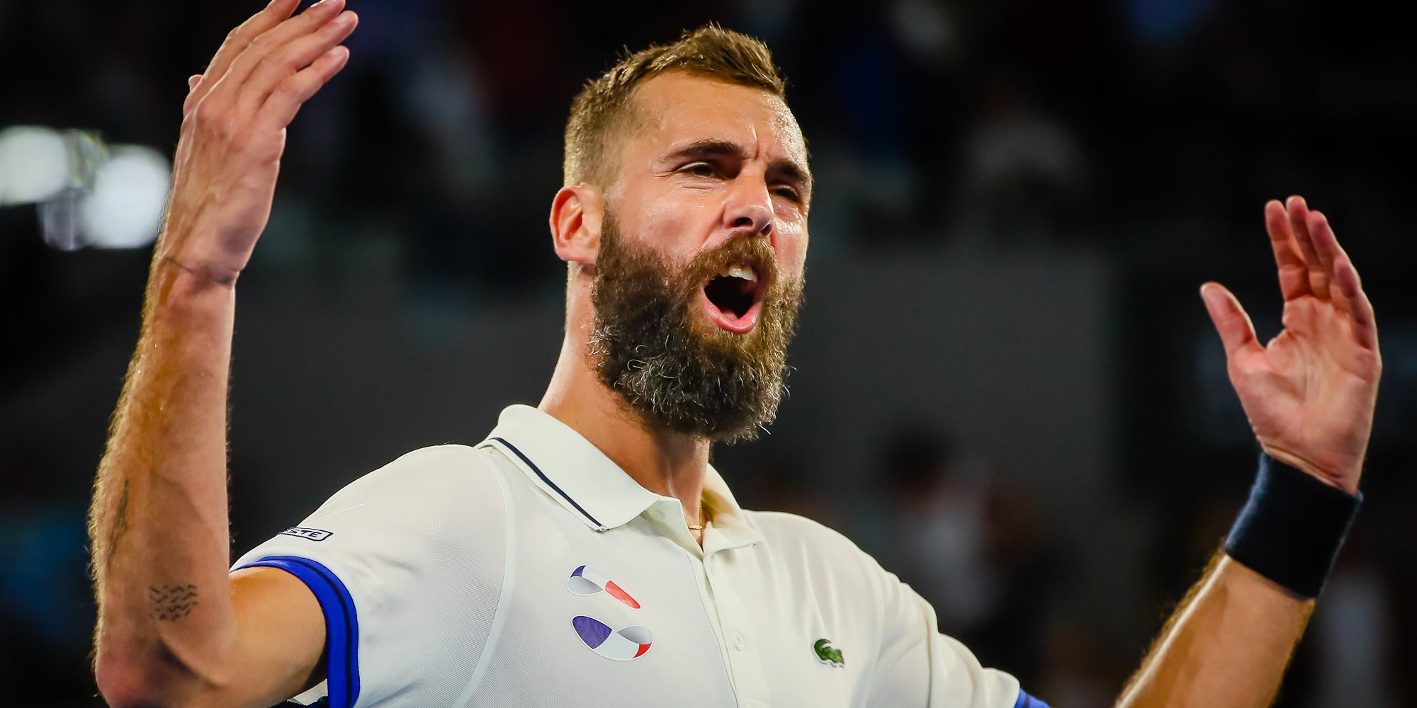 Benoît Paire après sa victoire face à Dusan Lajovic, de l'équipe serbe, pendant l'ATP Cup à Brisbane, le 6 janvier 2020.