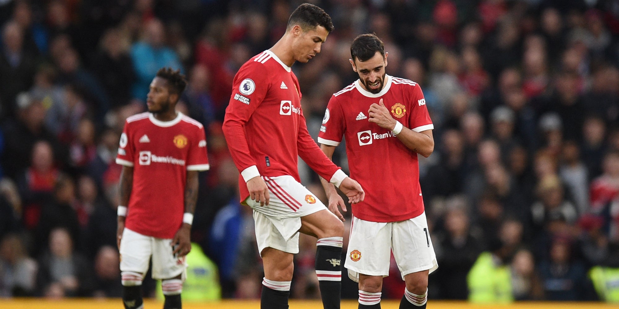 Les joueurs de Manchester United lors de la défaite contre Liverpool en Premier League, le 24 octobre 2021 à Old Trafford