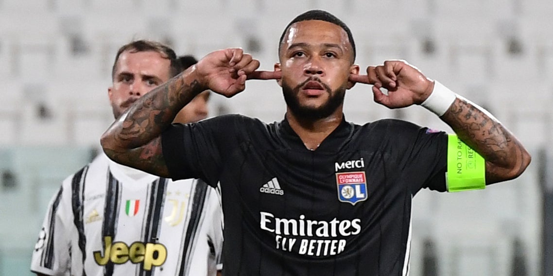 Depay lors de la qualification de Lyon face à la Juventus, le 7 août 2020 à Turin.