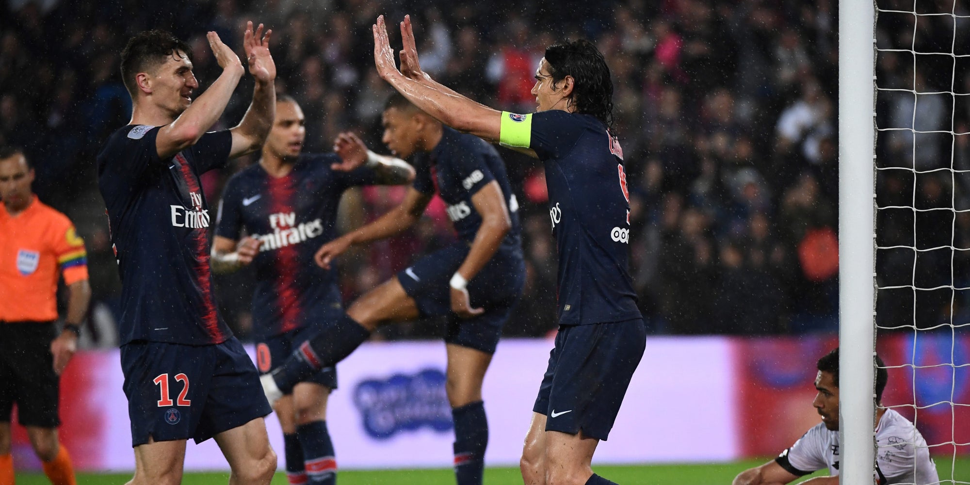 Meunier et Cavani lors de PSG - Dijon, le 18 mai 2019 au Parc des Princes