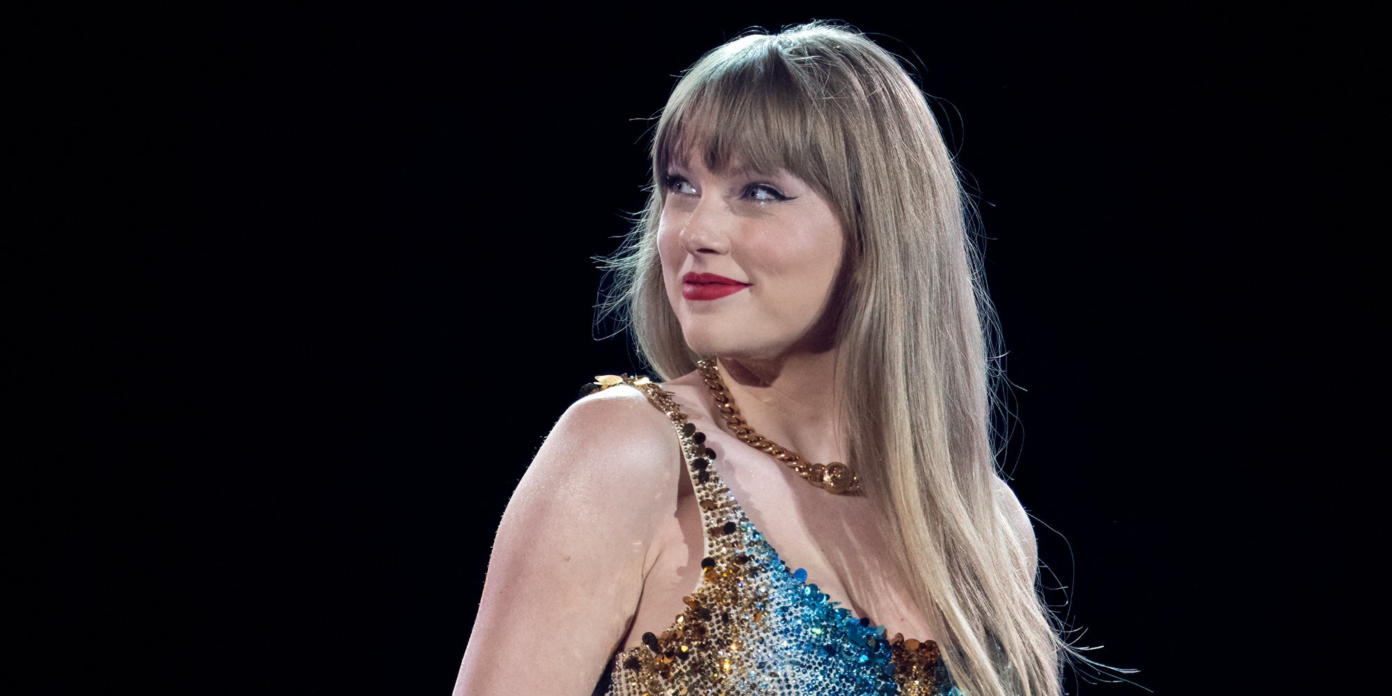 Taylor Swift sur scène lors de la première soirée de sa tournée "Eras Tour" au stade AT&T à Arlington, Texas, le 31 mars 2023.