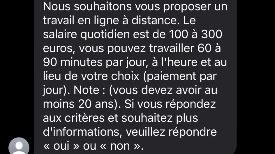 Un exemple de tentative d'arnaque au (faux) recrutement.