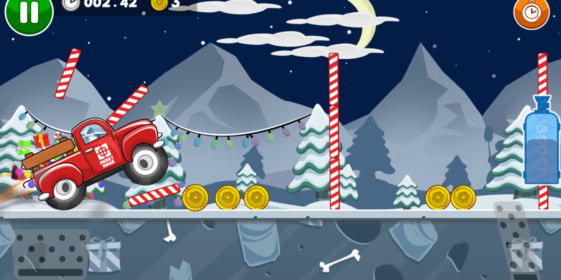 Détruisez tous les obstacles qui se présentent à vous en conduisant tel un pilote de F1 dans "Course Extrême Hiver".