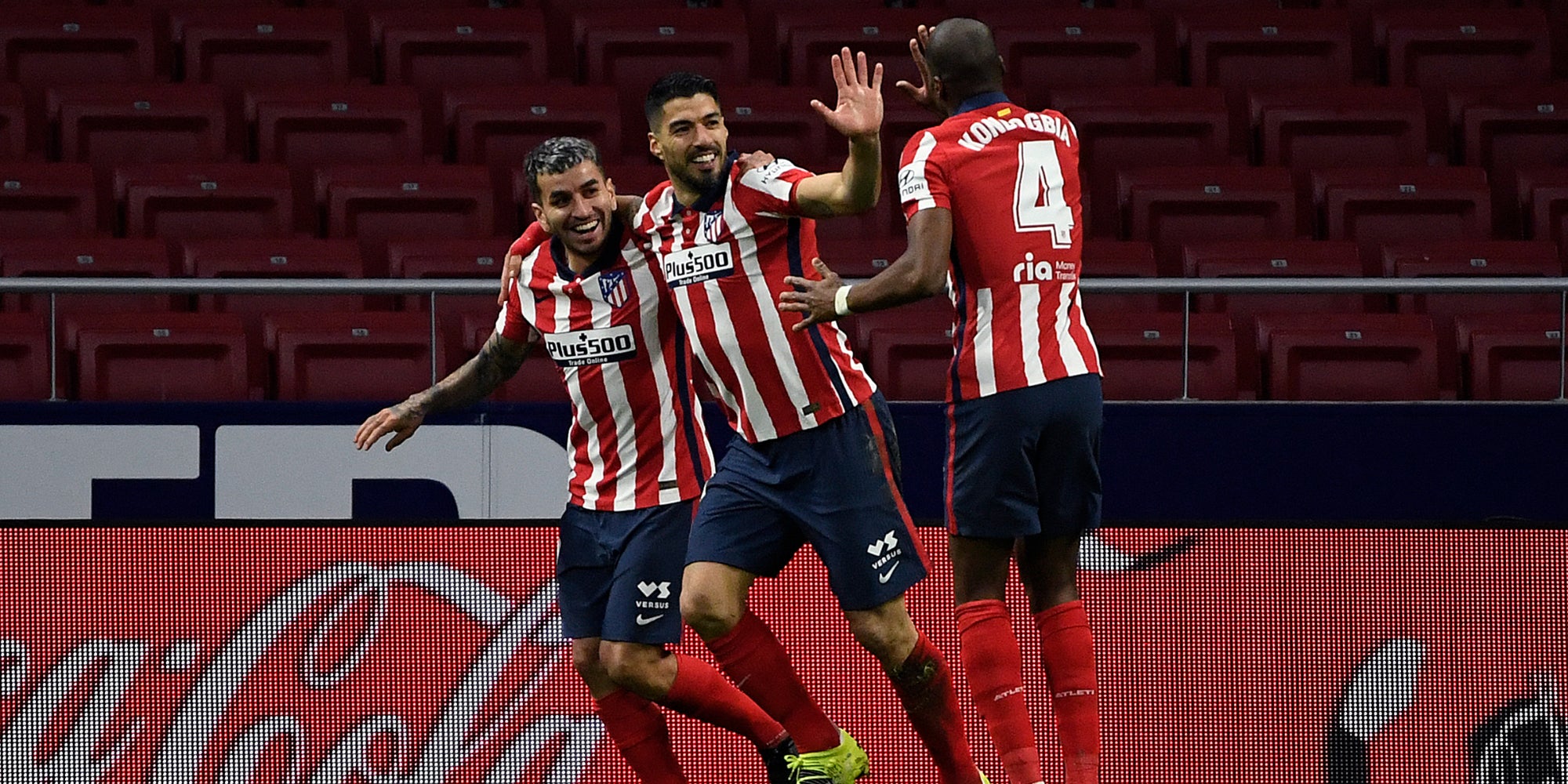 Les joueurs de l'Atlético de Madrid lors du match de Liga contre le Celta Vigo, le 8 février 2021 au Wanda Metropolitano stadium, Madrid