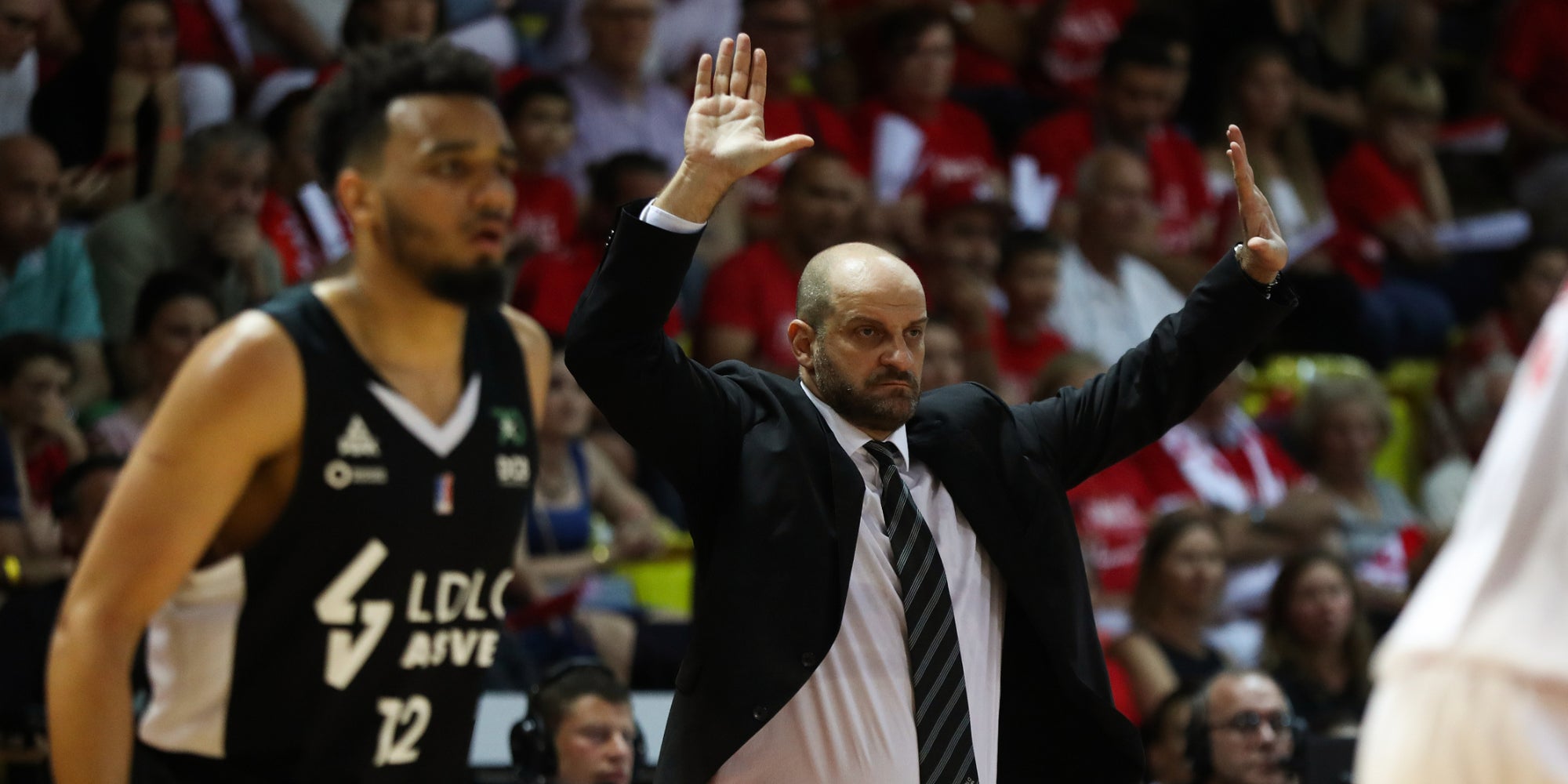 Zvezdan Mitrovic lors du troisième match de la Finale 2018-19 en Jeep Elite, entre l'ASVEL et l'AS Monaco, au stade Louis II à Monaco, le 20 juin 2019.