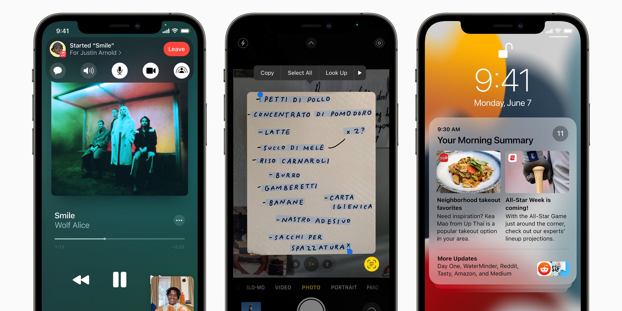 Aperçu des fonctions inédites "SharePlay" et "Texte en Direct", ainsi qu'une nouvelle façon d'organiser ses notifications sous iOS 15.
