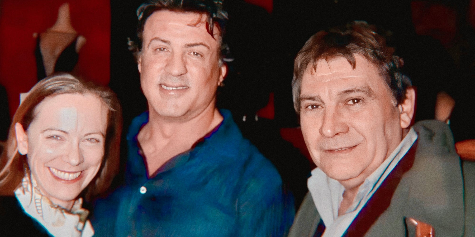 Alain Dorval lors de sa rencontre avec Sylvester Stallone en marge de la sortie du film Rocky Balboa en 2006.
